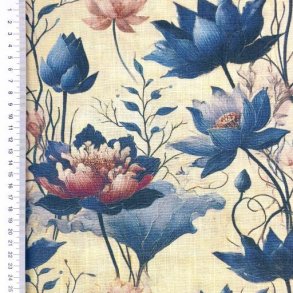 Viscose linen Digital print, Blomster